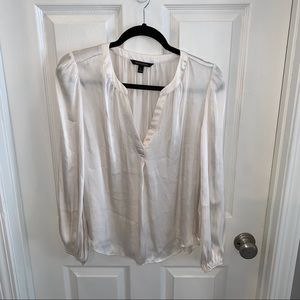 Banana Republic Sheer White Long Sleeve Blouse (S)